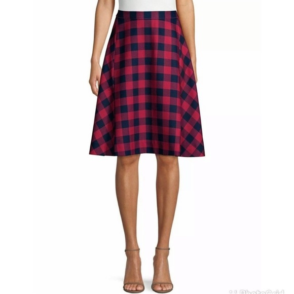 NWT Draper James Buffalo Check Mid A line: plaid print- pink and blue. Size 6 - Picture 2 of 8